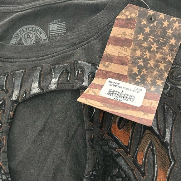 Affliction American Customs Rambling Rose Cropped open keyhole tie front T-Shirt - Picture 5 of 5